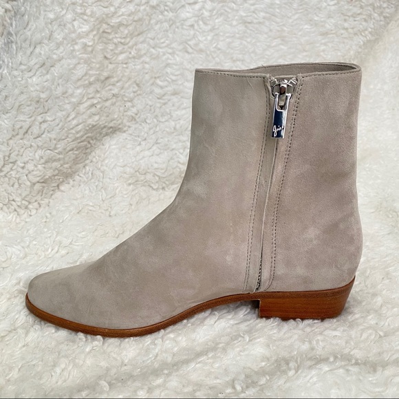 Joie Suede Ruffle Ankle Bootie NWOT 36.5 Pale Grey - Picture 13 of 16